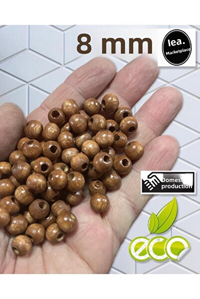 Artdeco 8 mm Tan Color Wooden Beads (50 Grams or 224 Pieces) Hole Diameter 3mm Macrame Jewelry Bracelet