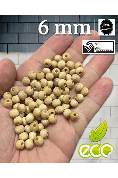 Artdeco 6 mm Varnished Wooden Beads (25 Grams, Approximately 175 Pieces) Hole Diameter 2mm Macrame Jewelry Bracelet