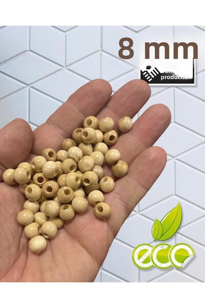 Artdeco Ξύλινες χάντρες με βερνίκι 8mm (50 γραμμάρια ή 224 τεμάχια) Διάμετρος τρύπας 3mm Μακραμέ Κοσμήματα Βραχιόλι Ξύλινη Πλάκα