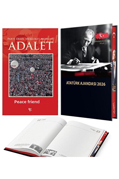 Halk Kitabevi العدالة - صديق السلام ومفكرة أتاتورك لعام 2026 ذات الغلاف الصلب