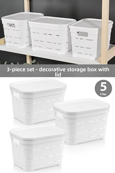 Meleni Home Cutie de depozitare piramidală decorativă cu 3 capac și găuri - O...