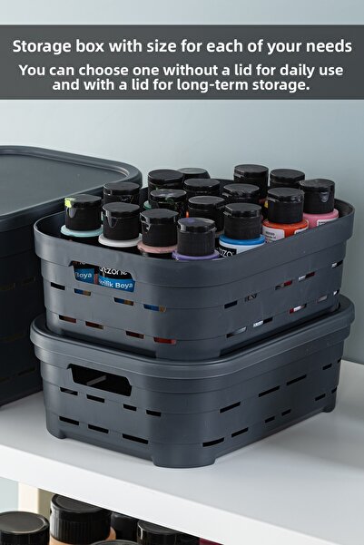 Meleni Home 6-Piece Lid Hole-Punched Decorative Pyramid Storage Box - Closet Organizer Organizer 2.8 Lt Anthracite