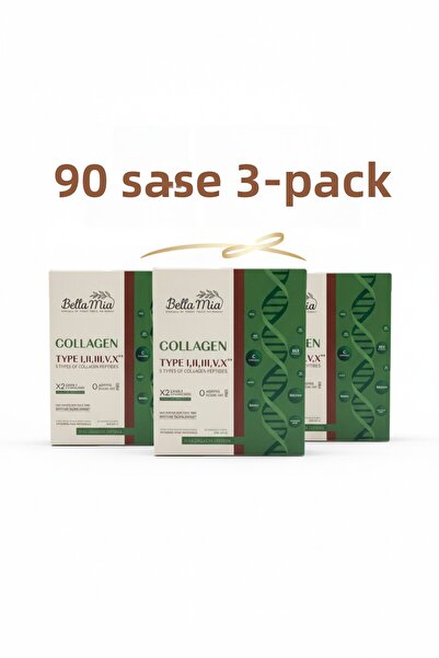 Bella Mia Collagen 100% Pure and Natural Dietary Supplement Containing 5 Types of Collagen and Vitamins Economical Package (90 Sachets)