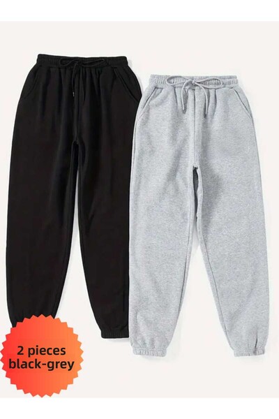 JustBS Pantaloni de trening casual, fără imprimeu, pentru fete, 2 piese