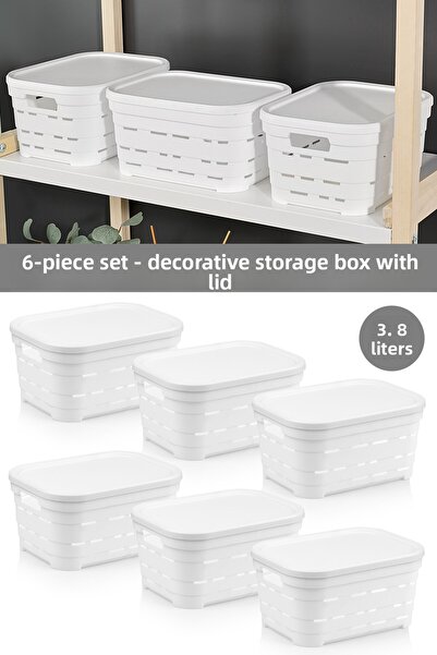 Meleni Home Cutie de depozitare piramidală decorativă cu 6 capac și găuri - O...