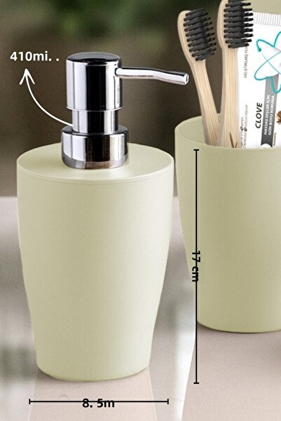 Nandy Home Pure 5 Piece Bathroom Set - Trash Can, Toilet Brush, Liquid Soap Dispenser, Toothbrush Holder, Soap Dish