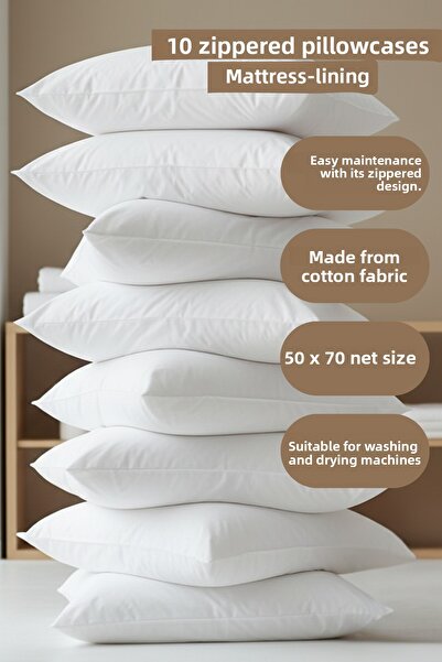 KAMİZ Cotton Zippered Pillowcase 50 X 70 10 Pieces