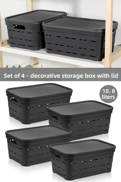 Meleni Home Cutie de depozitare piramidală decorativă cu 4 capac și găuri - O...