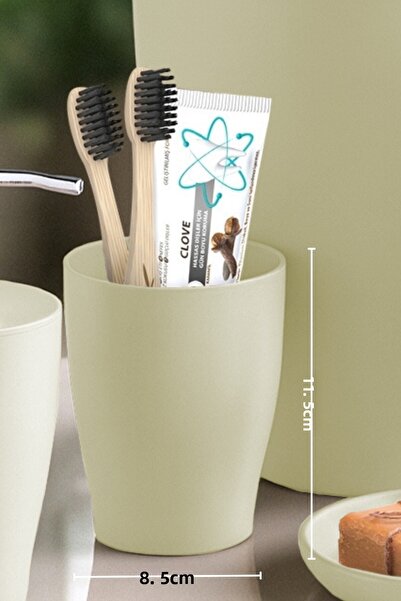 Nandy Home Pure 5 Piece Bathroom Set - Trash Can, Toilet Brush, Liquid Soap Dispenser, Toothbrush Holder, Soap Dish