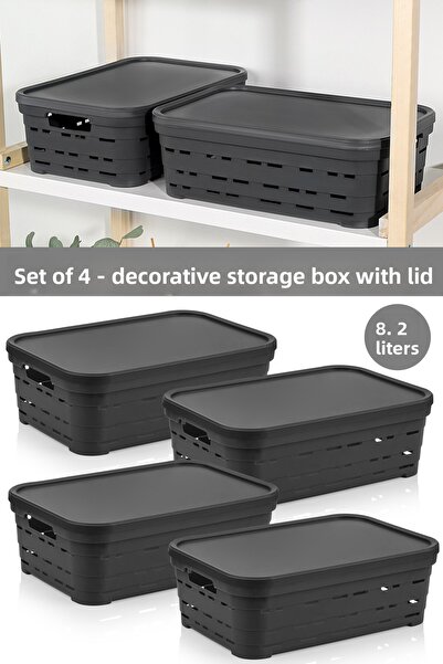 Meleni Home Cutie de depozitare piramidală decorativă cu 4 capac și găuri - O...