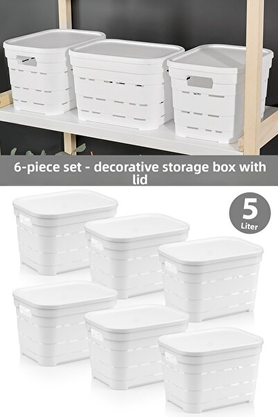 Meleni Home Cutie de depozitare piramidală decorativă cu 6 capac și găuri - O...