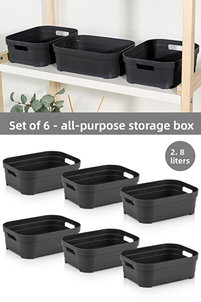 Meleni Home 6 Pieces Decorative Pyramid Storage Box - Closet Organizer Multi-Purpose Organizer 2.8 Liters Anthracite