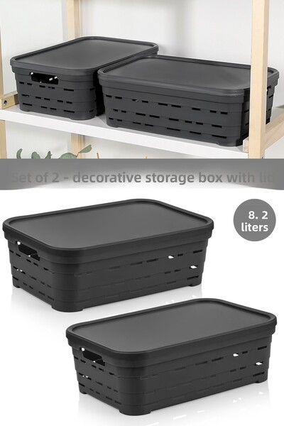 Meleni Home Cutie de depozitare piramidală decorativă cu 2 capac și găuri - O...