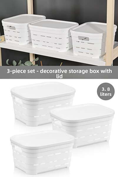 Meleni Home Cutie de depozitare piramidală decorativă cu 3 capac și găuri - O...