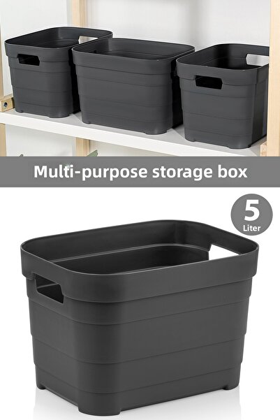 Meleni Home 1 Piece Decorative Pyramid Storage Box - Closet Organizer Organizer Box 5 Liters Anthracite