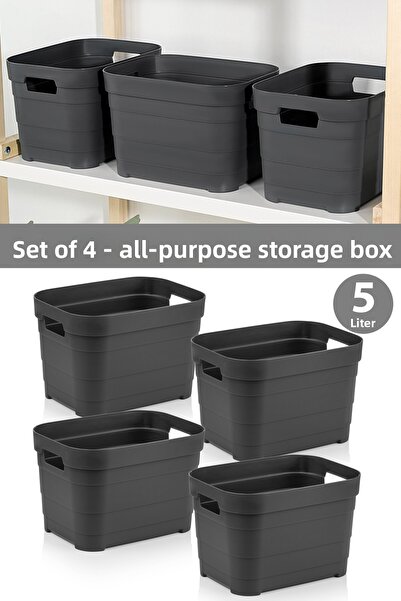 Meleni Home 4 Pieces Decorative Pyramid Storage Box - Closet Organizer Organizer Box 5 Liters Anthracite