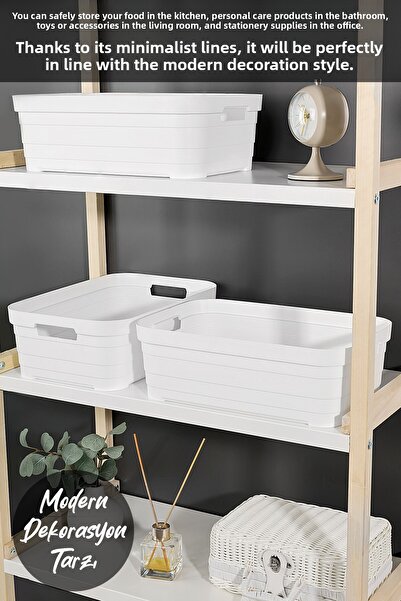 Meleni Home 2 Pieces Decorative Pyramid Storage Box - Closet Organizer Multi-Purpose Organizer 8.2 Liters White