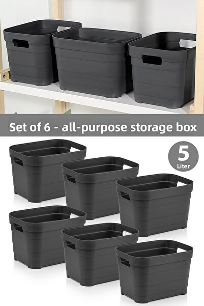 Meleni Home 6 Pieces Decorative Pyramid Storage Box - Closet Organizer Organizer Box 5 Liters Anthracite