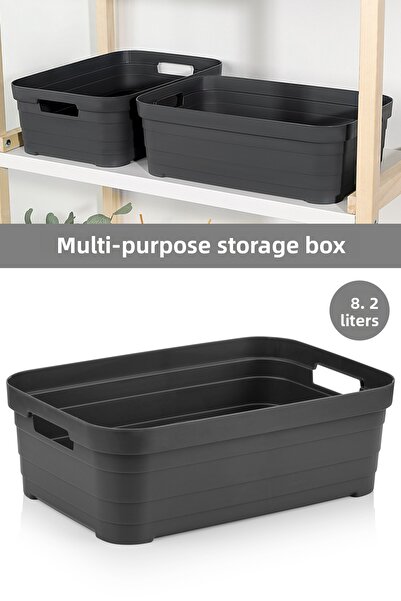 Meleni Home 1 Piece Decorative Pyramid Storage Box - Closet Organizer Organizer Box 8.2 Liters Anthracite