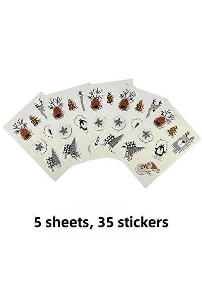 HippoDeco Σετ αυτοκόλλητων Πρωτοχρονιάς – Χιονάνθρωπος, Ελάφι, Πεύκο, Πιγκουίνος και Πρωτοχρονιάτικα στολίδια