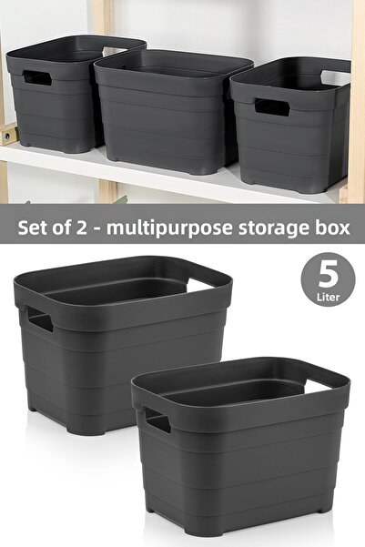 Meleni Home 2 Pieces Decorative Pyramid Storage Box - Closet Organizer Organizer Box 5 Liters Anthracite