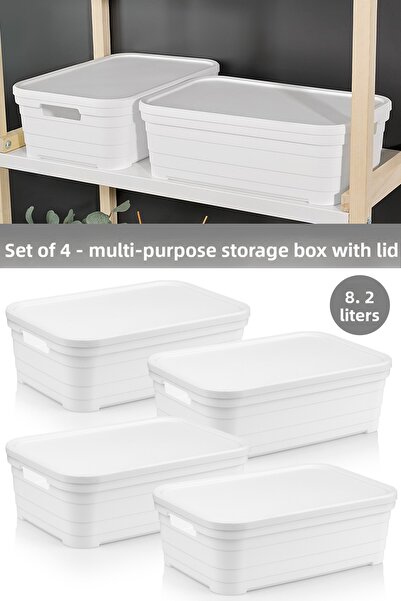 Meleni Home 4 cutii de depozitare piramidale decorative cu capac - cutie orga...