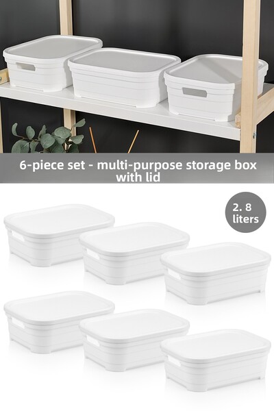 Meleni Home 6 Pieces Decorative Pyramid Storage Box with Lid - Closet Organizer Organizer Box 2.8 Liters White