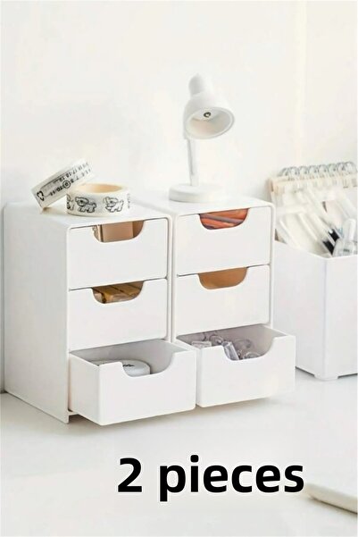 Bayev 2 bucăți Tidy Office Mini organizator cu sertare Organizator multifuncțional cu 3 sertare - Organizator pentru birou pentru bijuterii Hobby