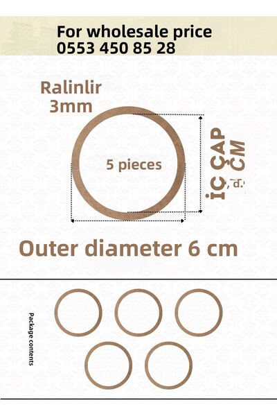 ÇUKUROVA ÜTÜ 5 БРОЯ 6 см ДИАМЕТЪР РЪБ 3 мм дебелина - Суров МДФ Капсула Макра...