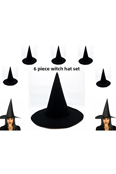 VANCH قبعة ساحرة سوداء مقاس الكبار 6 قطع