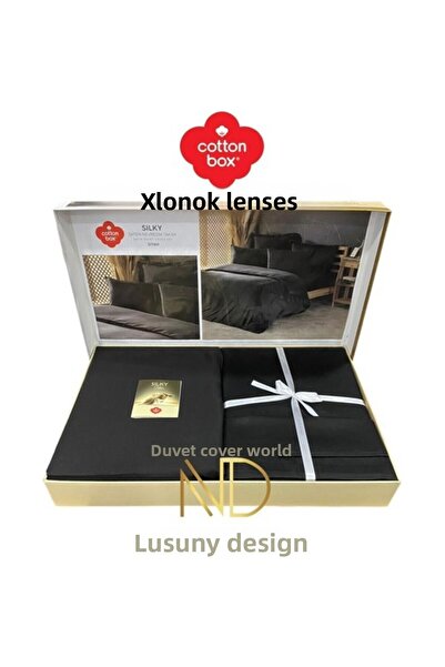Cotton Box Black Satin - Double Duvet Cover Set