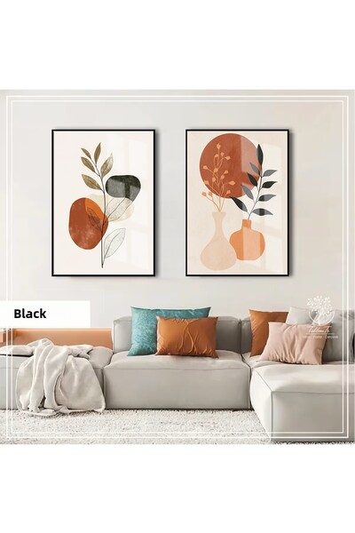 Harikabirev Hari̇kabi̇rev | Brown-Orange Bohemian Vase Leaf Combination | Fra...