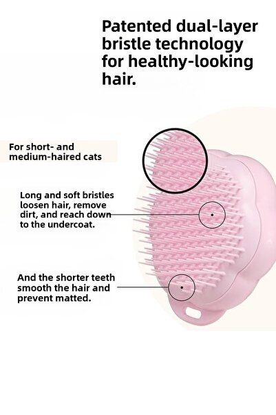 Tangle Teezer Pet Teezer Cat Grooming Brush Millennial Pink Cat Grooming Brush