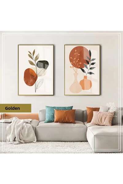 Harikabirev Hari̇kabi̇rev | Brown-Orange Bohemian Vase Leaf Combination | Fra...