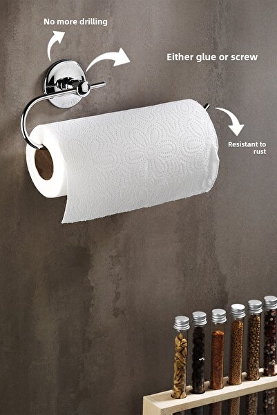 Sas Haus Adhesive Solo Towel Paper Hanger Solo Towel Holder Chrome K-110