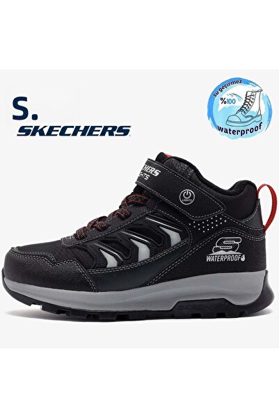 SKECHERS Storm Blazer - Glow Roam 406410L Rubber Sole Orthopedic Lighted Children's Boots Black