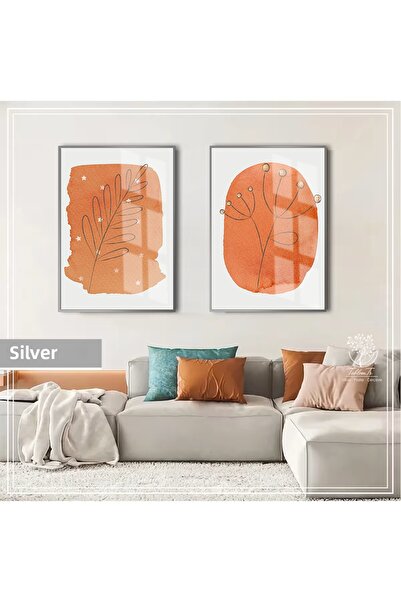Harikabirev Hari̇kabi̇rev | Orange Color Bohem Plant Combination 01 | Framed ...