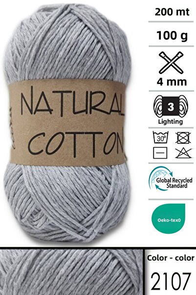 Diva İplik Diva Line Diva Natural Cotton 2107 Ανοιχτό Γκρι