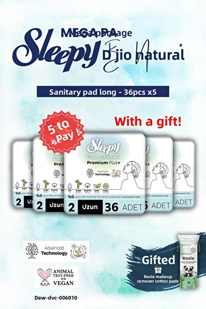 Sleepy فوط صحية 36 قطعة عبوة طويلة كبيرة الحجم بيو 5 اشترِ 4 واحصل على قطن مك...