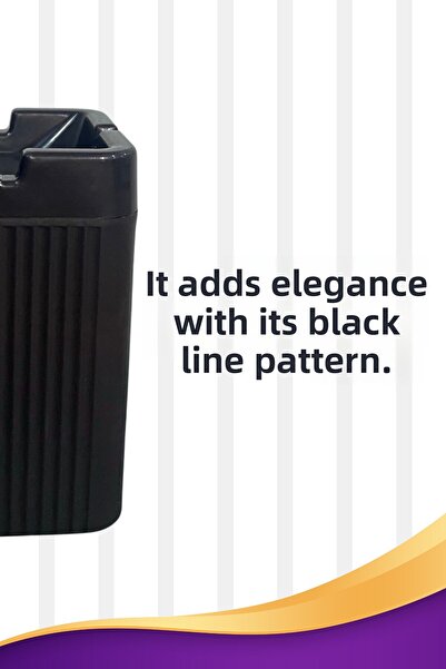 grimorlife 2 Pieces Square Black Striped Decorative Plastic Odorless Fireproof Ashtray Ash Tray