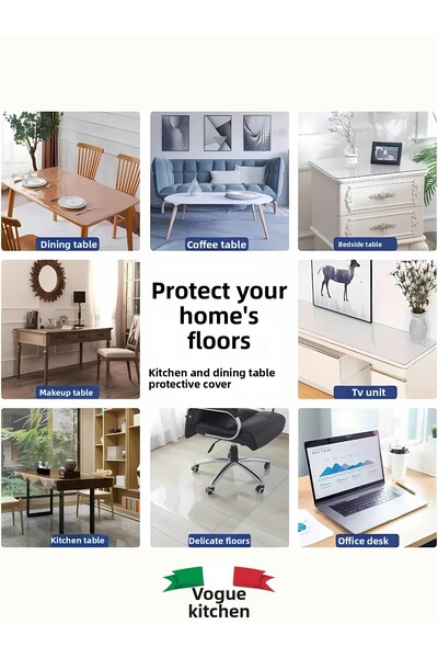 Kitchen Vogue مفرش طاولة سميك شفاف عالي الجودة من مادة PVC، واقي طاولة عملي متعدد الأغراض