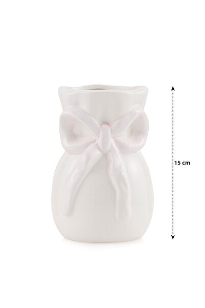 LC Waikiki Decorative Vase with Red Bow Detail 15 cm