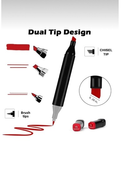 Hane216 24Pcs Brush Tip and Thick Tip Double Sided Art Marker Paint Pen Set with Bag and Stand