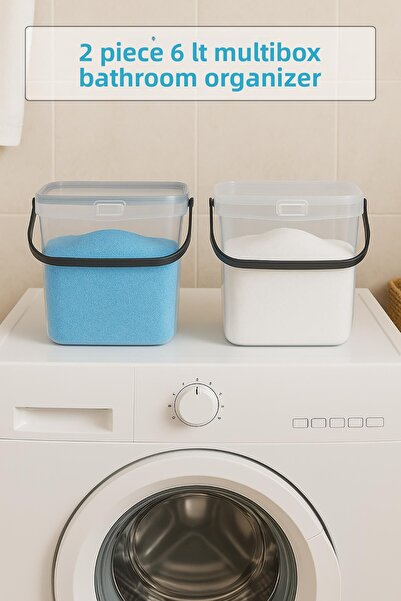 Depa 2-Pack Multibox Detergent Box & Bathroom Organizer & Storage Box 6 Lt Transparent