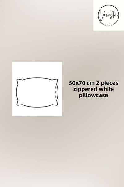 Vivesta Home 2 Pieces 50X70 cm White Zippered Pillowcases - 100% Cotton, Easy to Wash