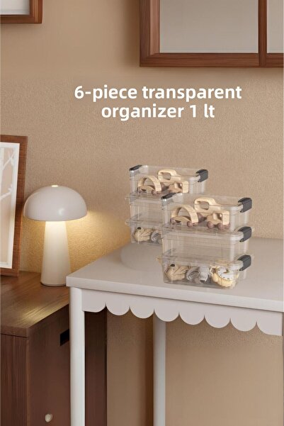 Depa 6 علب تخزين شفافة وصندوق تنظيم سعة 1 لتر