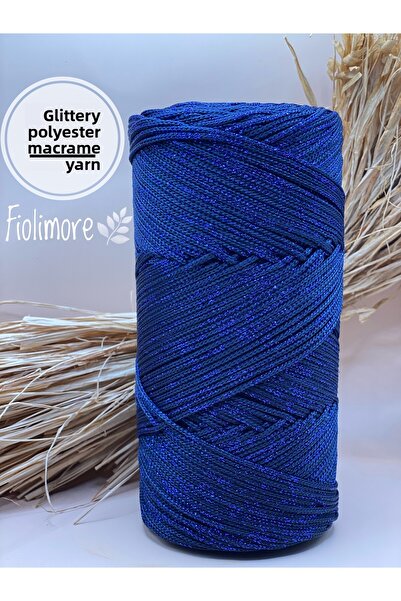 Fiolimore Premium Glitter Polyester Macrame Cord 2 mm (200 Grams-230 m) Supla...