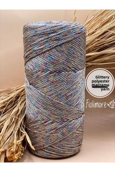 Fiolimore Premium Glitter Polyester Macrame Cord 2 mm (200 Grams-230 m) Supla...