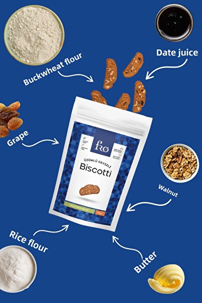 FRO 3-Pack Grape and Walnut Biscotti Gluten-Free Healthy Snack 3X50Gr