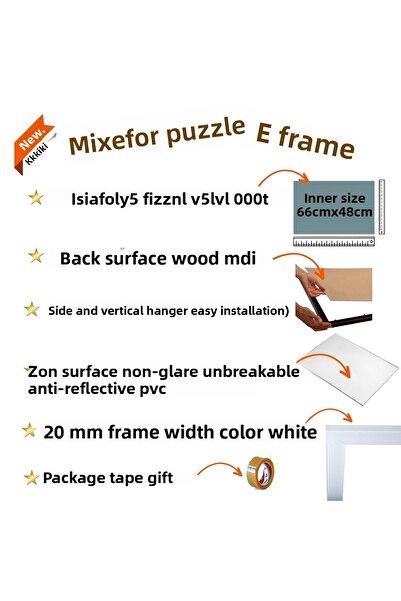 mixefor 1000-Piece Puzzle Frame Color White Size 66cm X 48cm